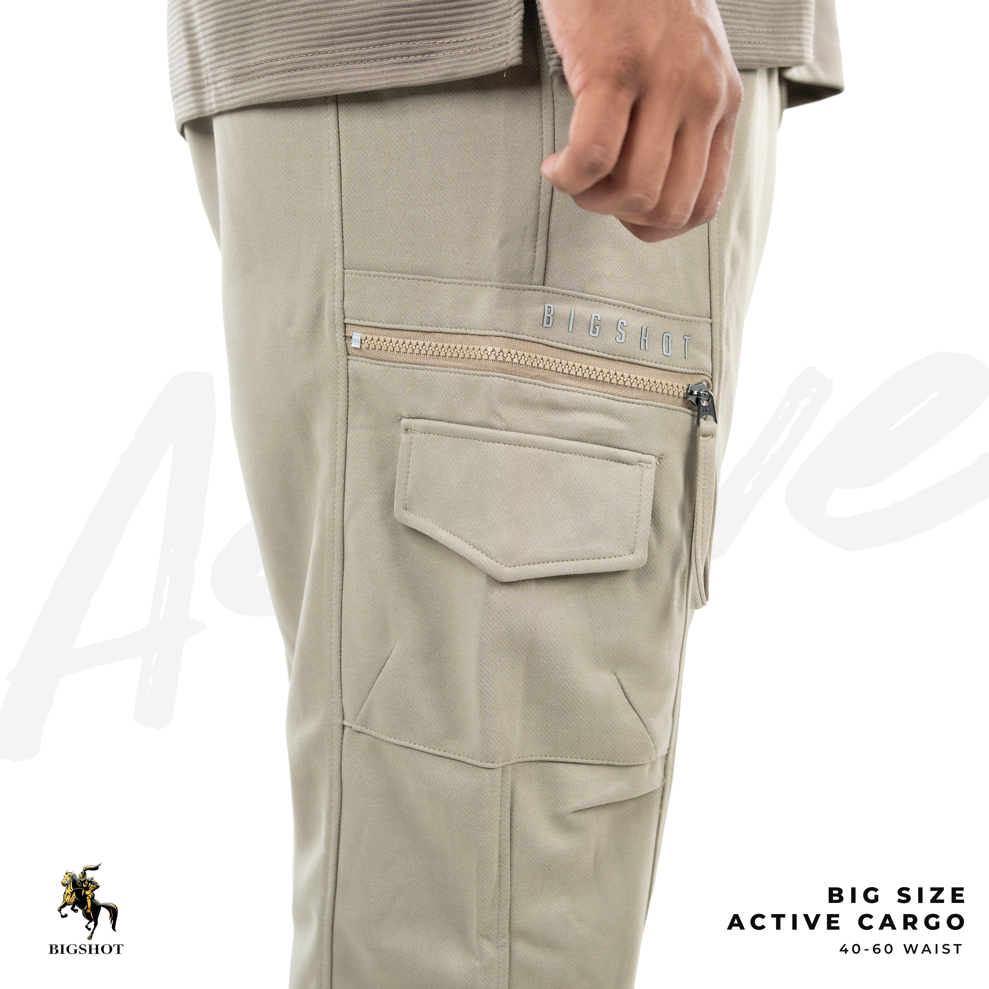 BIGSHOT Active Cargo Pants - Beige - Image 3