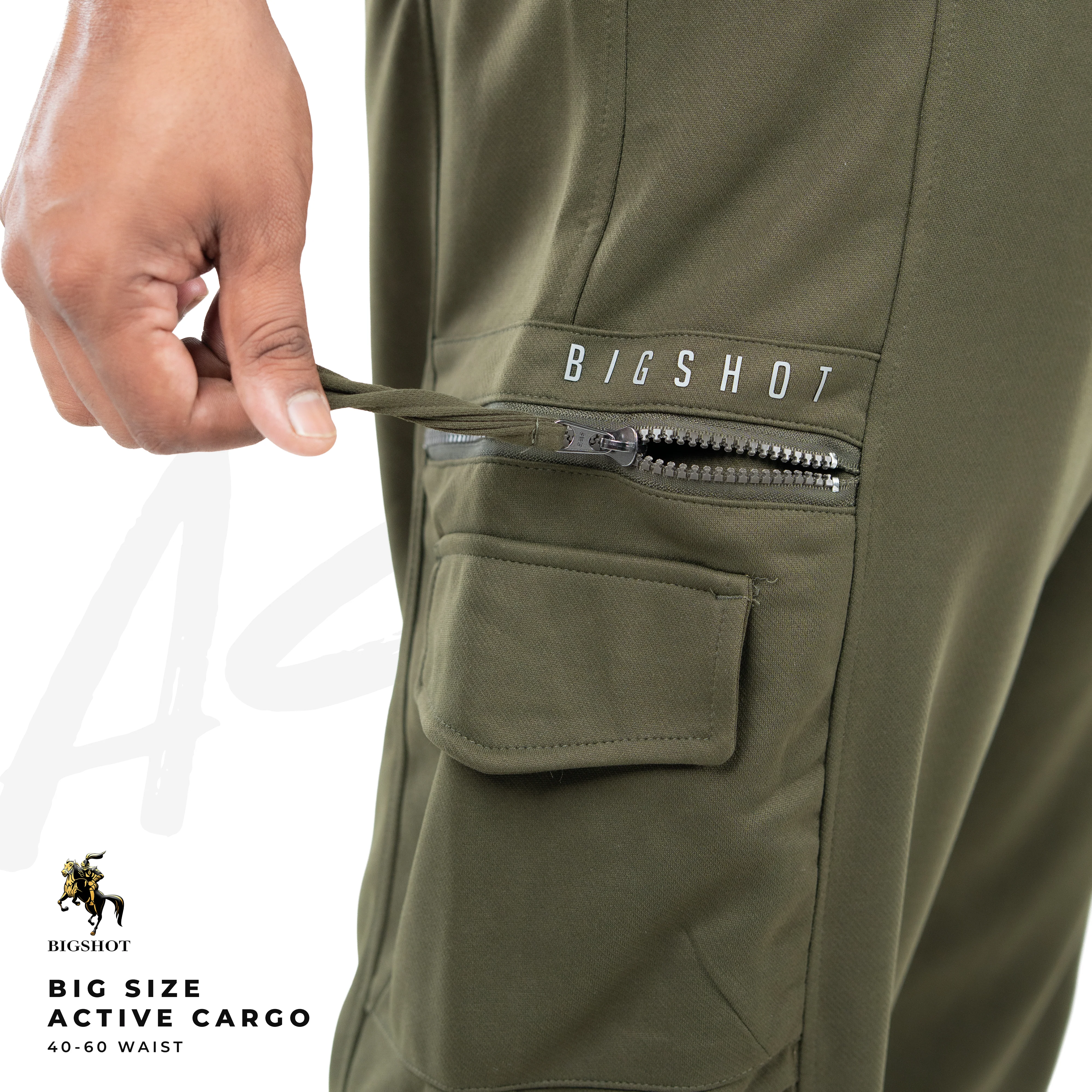 BIGSHOT Active Cargo Pants - Olive - Image 2